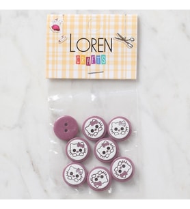 Loren Crafts 8 li Vişne Çürüğü Kedi Düğme - 586