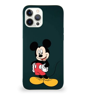 Apple iPhone 12 Pro Max Soft Premier Kapak Mickey Mouse-E Tasarımlı Silikon Kılıf - Yeşil (Şeffaf)