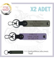 Hız Severlere, İsim Plaka ve 0 Rh + Kan Grubu Yazılı x2 Anahtarlık, Özel Hediyelik, Kül Gri-Mor-Ysl (Çok Renkli)