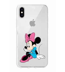 Apple iPhone X Uyumlu Kapak Minnie Mouse Tasarımlı Şeffaf Silikon Kılıf