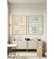 Geometrik Şıklık Minimalist 2'li Ahşap Çerçeveli Tablo Seti