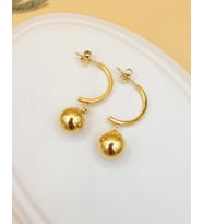 Gold Küre Sallantılı Çelik Küpe