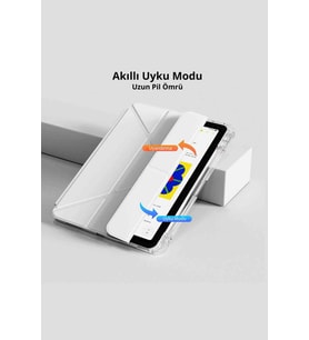 Galaxy Tab S10 FE 10.9 inç Uyumlu Kalem Bölmeli Katlanabilir Standlı Tri Folding Tablet Kılıfı
