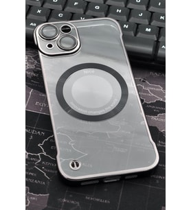 iPhone 14 Uyumlu Siyah Renkli İnce Kenarlı Şeffaf Sert Kapak Kılıf