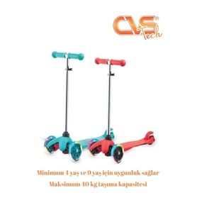 CVS Tech 7 Renk Led Işıklı Tekerlekli Scooter-KIRMIZI