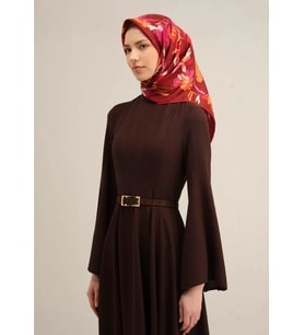 Armine Tivil İpek Eşarp 9342 - 53 Bordo Karışık Desen