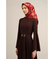 Armine Tivil İpek Eşarp 9342 - 53 Bordo Karışık Desen