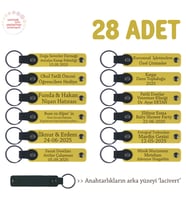 Sarı & Laci, Tüm Aile Bireylerine Ortak Hatıra, 28’li Set, Üzerine İsim Yazılabilen Deri Anahtarlık