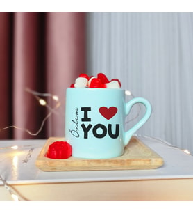 I Love You ( Seni Seviyorum ) Tasarımlı Kişiye Özel Yeşil Türk Kahvesi Fincanı