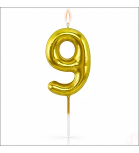 9 Rakam Mum Altın - 10 cm