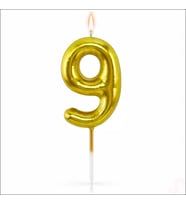 9 Rakam Mum Altın - 10 cm