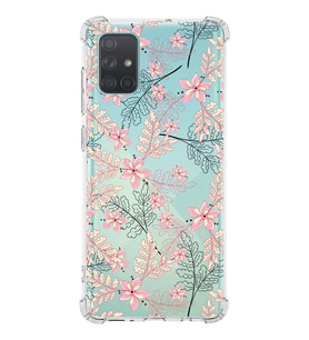 Samsung Galaxy A71 Uyumlu Köşe Korumalı Antişok Kapak Floral Kırmızı Tasarımlı Şeffaf  Kılıf