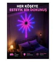 Mey İthalat® Telefon Kontrollü RGB Fireworks LED Işık Çok Renkli Dekoratif Duvar Lambası