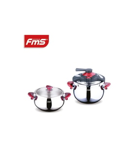 FMS Venüs İkiz 5 + 7 Litre Güveç Düdüklü Tencere Seti + Cam Kapak Kırmızı 3029