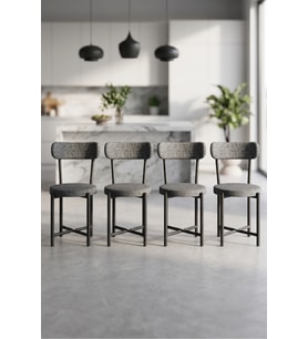 Sandalye 4 Adet Keten Kumaş Metal Ayak Modern Mutfak Sandalyesi Cafe Balkon Ofis Teddy 9809 Antrasit