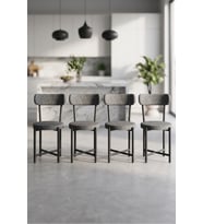 Sandalye 4 Adet Keten Kumaş Metal Ayak Modern Mutfak Sandalyesi Cafe Balkon Ofis Teddy 9809 Antrasit