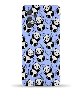 Samsung Galaxy A52 Uyumlu Lansman Kılıf Panda Tasarımlı İçi Kadife Kapak-Lila (Şeffaf)