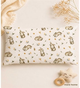 More Home Müslin Bebek Yastık Kılıfı Kapaklı 35X45 Tilkili Açık Bej