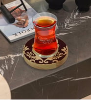 BK Gift Kişiye Özel Retro Motif Tasarımlı Doğal Ahşap Tabaklı Heybeli Çay Bardağı Model 7