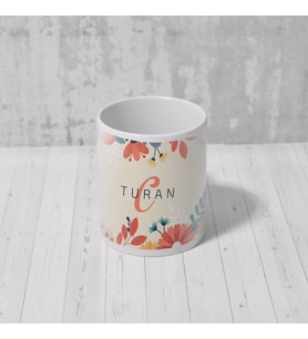 İsme Özel Çiçek Tasarımlı Kupa