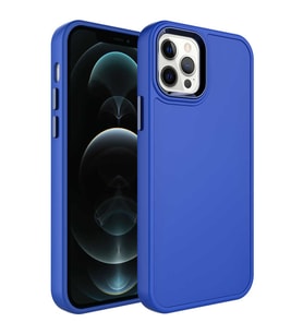 Lexroo iPhone 12 Pro Max Kılıf Metal Çerçeve ve Buton Tasarımlı Sert Botox Kılıf - Saks Mavi