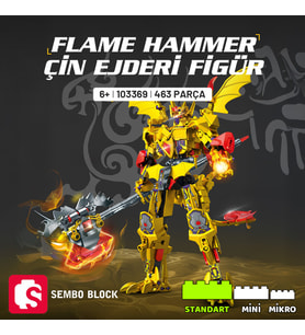 Sembo Block Flame Hammer Çin Ejderi Figür Yapı Bloğu Seti 463 Parça