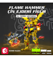Sembo Block Flame Hammer Çin Ejderi Figür Yapı Bloğu Seti 463 Parça (Sarı)