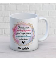 Kişiye Özel Doğum Günün Yeni Başlangıçlara Vesile Olsun Baskılı Kupa – Anlamlı İsimli Doğum Günü Hediyesi