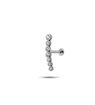 925 Ayar Gümüş Rodyumlu Minimal 7 Taşlı SüzmeTragus Piercing Küpe