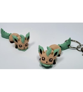 Hareketli Yaprak Figürlü Eevee Evrimi - Eklemli Leafeon İlhamlı Anime Karakter Anahtarlık ve Kişiye Özel Renkli Çanta Aksesuarı