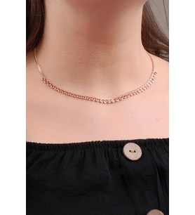 Rose Gümüş Mistik Topaz Taşlı Choker Kolye 6572