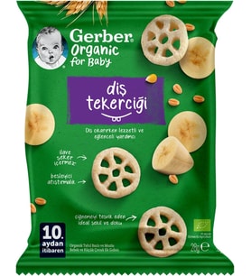 Organic Diş Tekerciği Tahıl Bazlı ve Muzlu Bebek ve Küçük Çocuk Ek Gıdası 28g