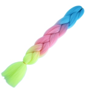 Afrika Örgülük Ombreli Sentetik Saç 100 Gr. - Açık Mavi / Pembe / Neon Sarı