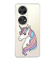 Huawei P50 Pro Uyumlu Kapak Unicorn Tasarımlı Şeffaf Silikon Kılıf