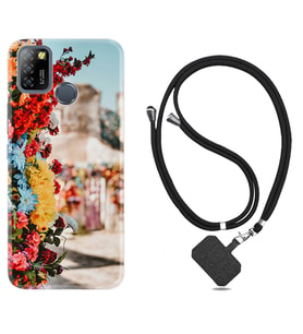 INFINIX Smart 4 5 6 Zero 8 S5 Pro Kılıf Boyun Askılı Silikon Gerçek Çiçekler 1743