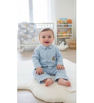 Kot Kumaş Kız Erkek Bebek Tulum 12304 (Mavi)
