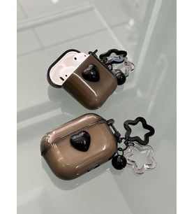 Aripods 3.Nesil Uyumlu Şeffaf Siyah Kalpli Yıldız Askılı Koruyucu Kılıf (Renksiz)