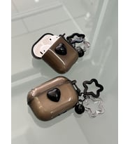 Aripods 3.Nesil Uyumlu Şeffaf Siyah Kalpli Yıldız Askılı Koruyucu Kılıf (Renksiz)
