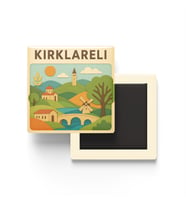 Kırklareli - Memleket Temalı - Paper Cut Art - Baskılı Buzdolap Magneti Kare - 9x9 cm