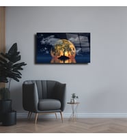 Leylaser Gece Manzarası Cam Tablo Duvar Dekoru