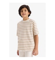 Defacto Çizgili Ekru Erkek Çocuk T-Shirt G4404A8/ER105