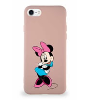 Apple iPhone SE 2020 Soft Premier Kapak Minnie Mouse-D Tasarımlı Silikon Kılıf - Pudra (Şeffaf)