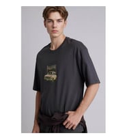 Defacto Baskılı Antrasit Erkek T-Shirt H2471AX/AR221