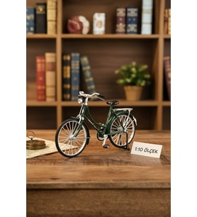 Yeşil Yüksek Kaliteli Metal 1:10 Ölçek Koleksiyonluk Die Cast Model Klasik Bisiklet