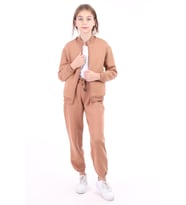 Toontoy Kız Çocuk Nakışlı Hırka (Kahverengi)