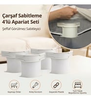 4&amp;apos;lü Çarşaf Sabitleyici Kaydırmaz Aparat, Dört Köşeden Kilitleyen Şeffaf Akıllı Çarşaf Tutucu Sistem (5343)