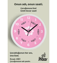İsme Özel Gülümseyen Güneş Çocuk Odası Duvar Saati Orta Boy 30 cm Beyaz Camlı Sessiz