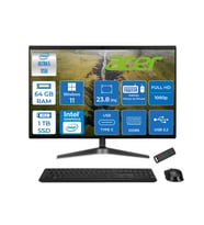 Acer Veriton VZ2524G Intel Core Ultra 5 125U 64GB Ddr5 1tb SSD Intel® Aı Boost 23.8" Fullhd (1920 x 1080) Windows 11 Home All In One Bilgisayar DQR2REM001H28 + Zetta Flash Bellek