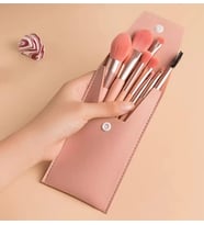 8'li Profesyonel Makyaj Fırça Seti, Rose Gold, Seyahat Çantalı, Göz ve Yüz Makyajı için
