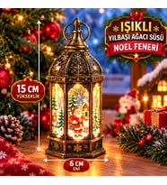 VIP KALİTE AMBER LED IŞIKLI NOEL BABALI YILBAŞI FENERİ LED IŞIKLI KUBBE FENER YILBAŞI AĞACI SÜSLERİ